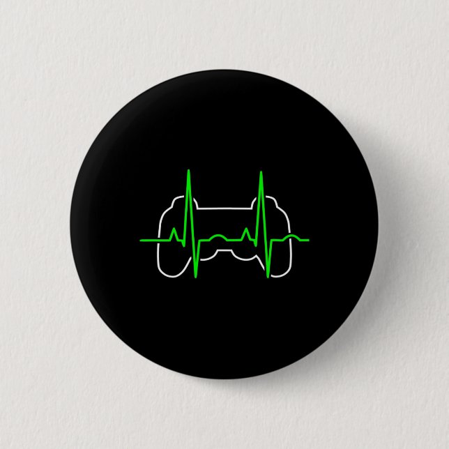 Gamer Heartbeat Pulse Video Game Lover Funny Cool  Button (Front)
