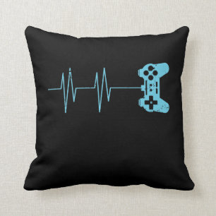 Gamer Heartbeat T-Shirt Video Game Lover Gift Throw Pillow
