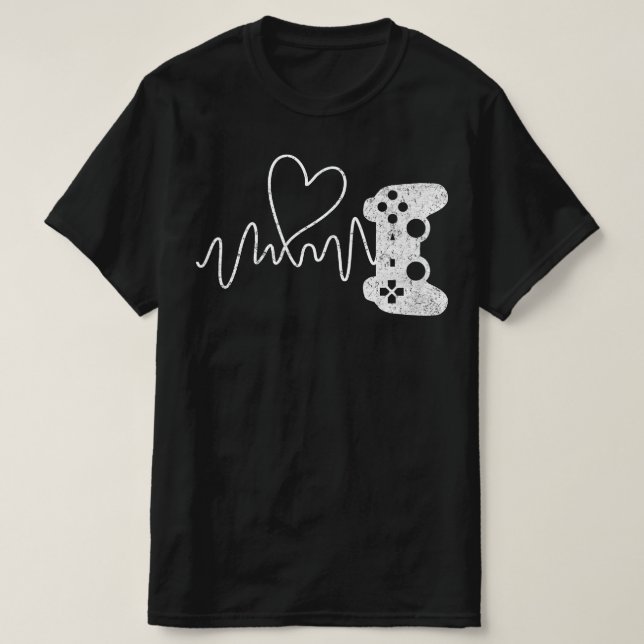 Gamer Heartbeat Video Game T-Shirt (Design Front)