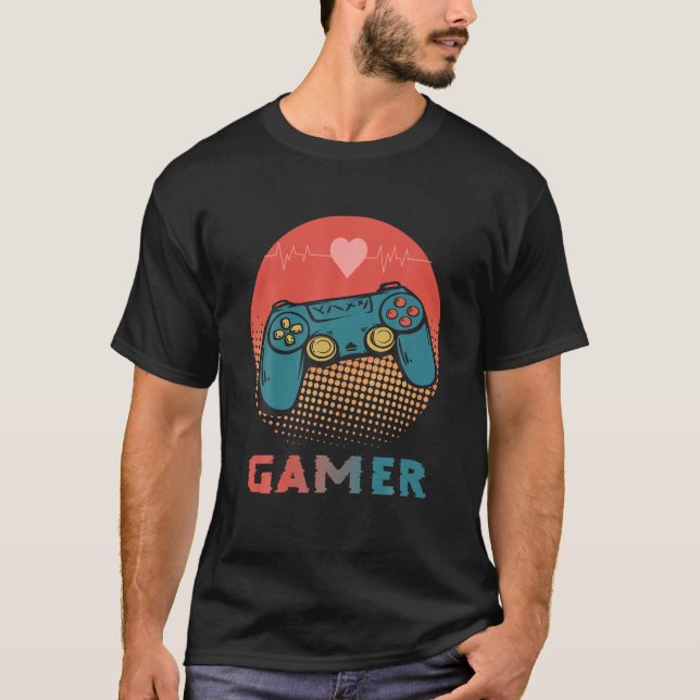 Gamer Heartbeat Video Games For Video Game Players T-Shirt (Front)