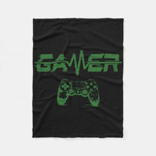 Gamer Heartbeat Video Games Gaming Boys Teens Men Fleece Blanket