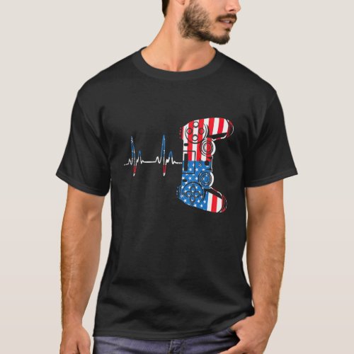 Gamer Heartbeat Video Gaming Controller American F T_Shirt