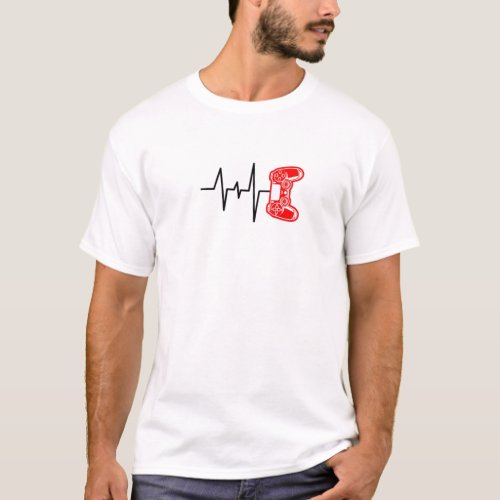 Gamer Heartline Video Gaming Heart Line With Gamin T_Shirt