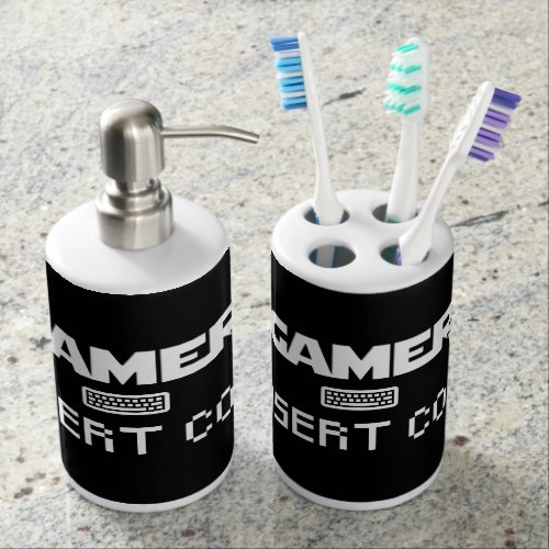Gamer insert coin soap dispenser  toothbrush holder