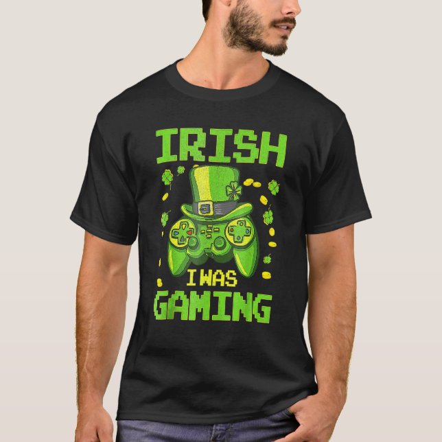 Gamer Irish I Was Gaming Saint Patrick's Day Boys T-Shirt (Front)