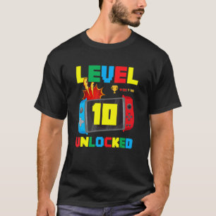 Gamer It's My 10th Birthday Level 10 Unlocked Vide T-Shirt