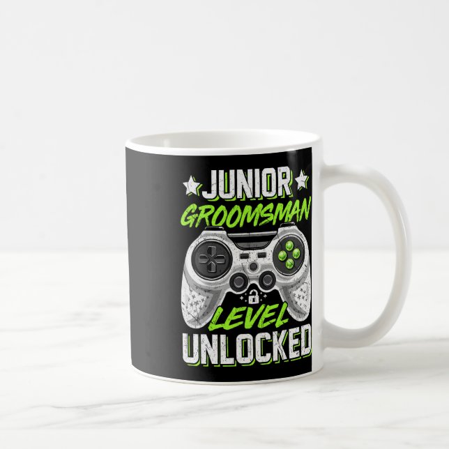 Gamer Junior Groomsman Level Unlocked Video Gaming Coffee Mug (Right)