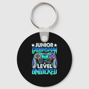 Gamer Junior Groomsman Level Unlocked Video Gaming Keychain