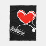 Gamer Keyboard And Mouse Video Game Heart Gaming L Fleece Blanket