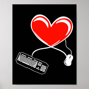Gamer Keyboard And Mouse Video Game Heart Gaming L Poster