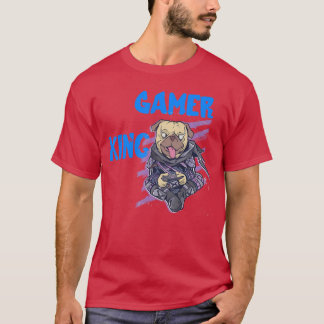 Gamer King Gaming Pug Dog Console PC Video Games P T-Shirt