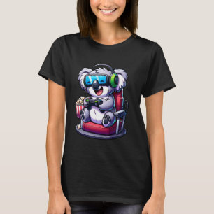 Gamer Koala Popcorn Gaming Chair Headphones Games T-Shirt