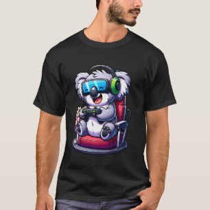 Gamer Koala Popcorn Gaming Chair Headphones Games  T-Shirt