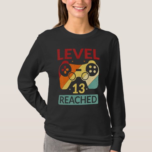 Gamer Level 13 Reached  13th Birthday T_Shirt