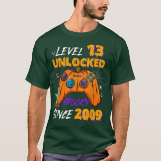 Gamer Level 13 Unlocked 13th Birthday Spooky Since T-Shirt