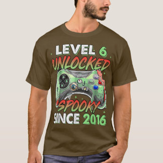 Gamer Level 6 Unlocked 6th Birthday Spooky Since 2 T-Shirt