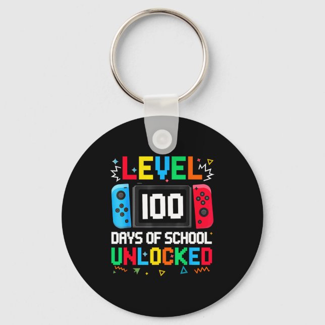 Gamer Level Unlocked 100 Days Of School Student Bo Keychain (Front)
