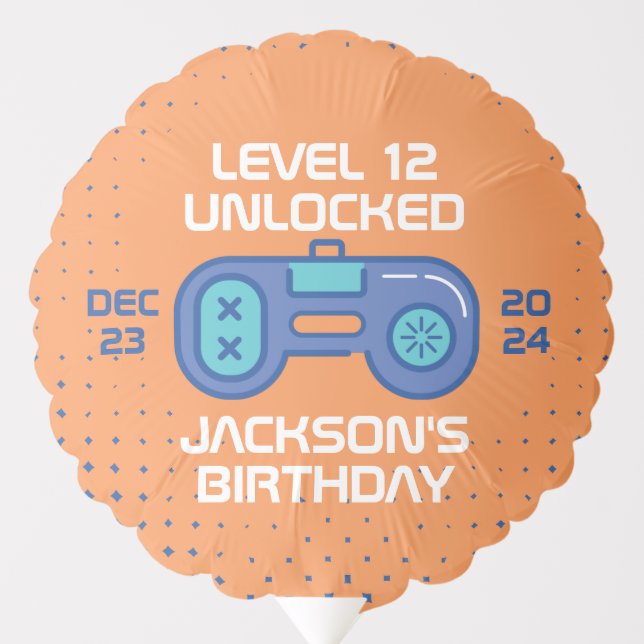 Gamer Level Unlocked Video Games Boy's Birthday Balloon (Front)
