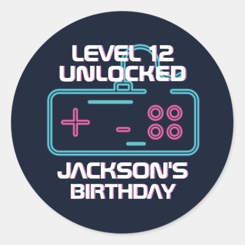 Gamer Level Unlocked Video Games Boys Birthday Classic Round Sticker