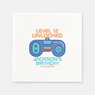 Gamer Level Unlocked Video Games Boy's Birthday Napkins