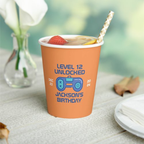 Gamer Level Unlocked Video Games Boys Birthday Paper Cups