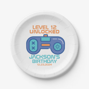 Gamer Level Unlocked Video Games Boy's Birthday Paper Plates
