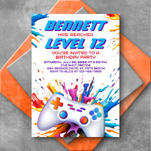 Gamer Level Up Birthday Invitation