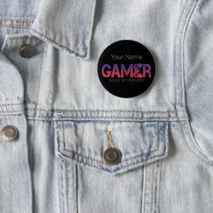 Gamer Level Up Forever Vintage Gamepad Design Button