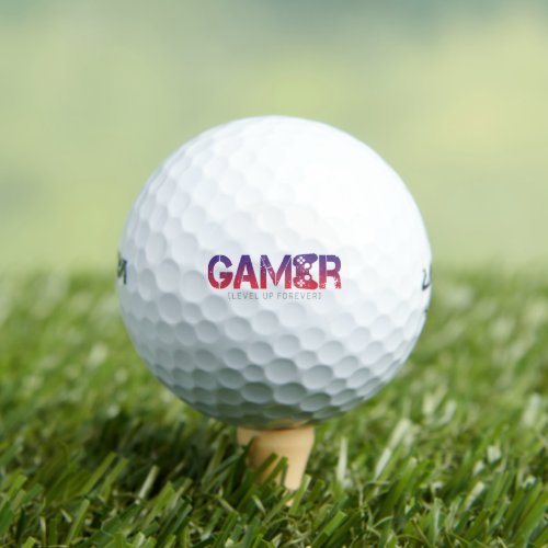 Gamer Level Up Forever Vintage Gamepad Design Golf Balls