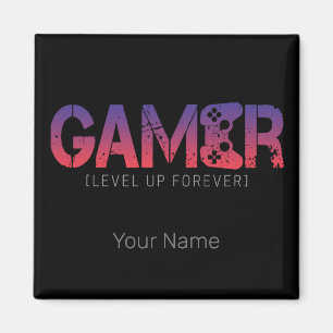 Gamer Level Up Forever Vintage Gamepad Design Magnet