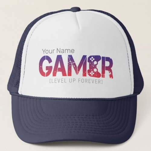 Gamer Level Up Forever Vintage Gamepad Design Trucker Hat