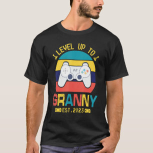 Gamer Level Up To Granny Est 2023 Happy Mommy Son  T-Shirt