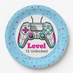Gamer Level up Video Game Controller Birthday Paper Plates