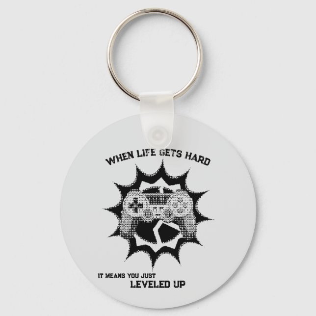 Gamer Leveled Up Quote Keychain (Front)