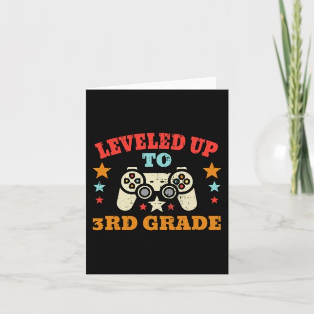 Gamer Leveled Up To 3rd Grade Third First Day Of S Card (Front)