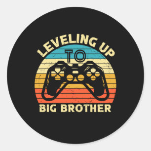 Gamer Leveling Up To Big Brother Classic Round Sticker