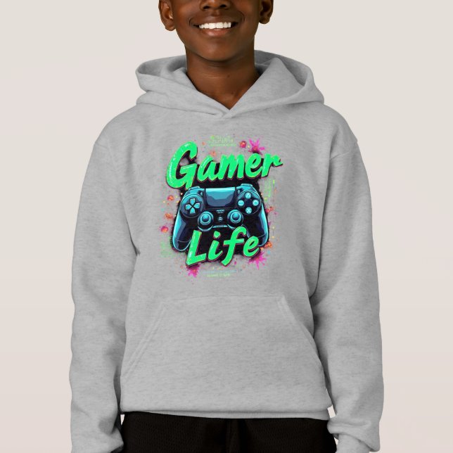 "Gamer Life T-Shirt - Cool, Retro & Trendy Gaming  Hoodie (Front)