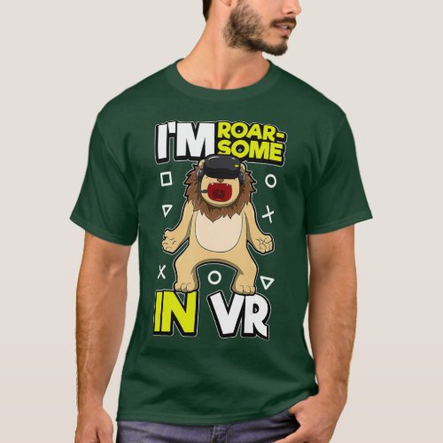 Gamer Lion Animal Virtual Reality Headset VR Pun T_Shirt