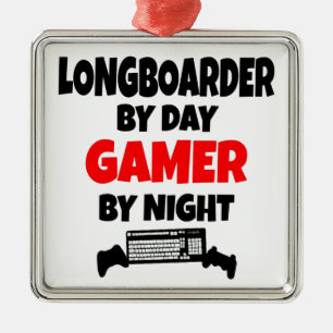 Gamer Longboarder Metal Ornament