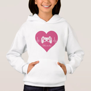 Gamer Love Gaming Pink Heart Joystick Console Game Hoodie