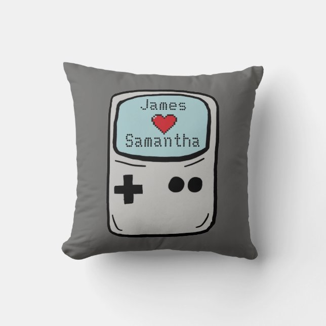 Gamer love heart wedding gift pillow (Front)