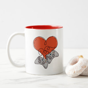 Gamer Love perfect for couples Two-Tone Coffee Mug