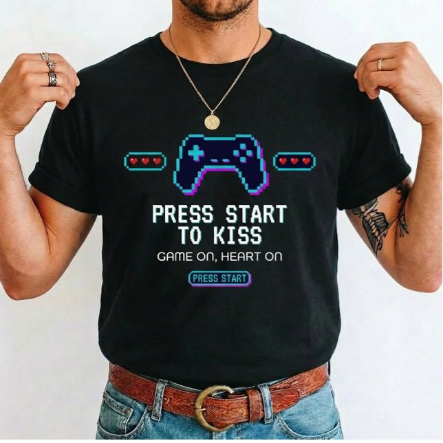 Gamer Love Press Start to Kiss for gamer  T-Shirt (Creator Uploaded)