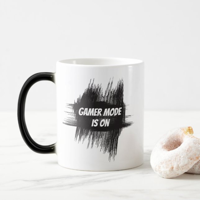 Gamer Mode is On Black and White Mug (With Donut)