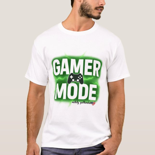 Gamer Mode Neon Green Design T-Shirt (Front)