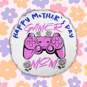Gamer Mom Happy Mother's Day Round Pillow