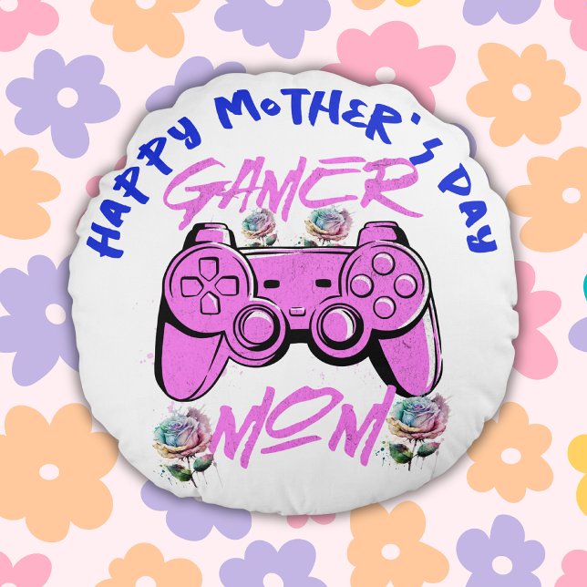 Gamer Mom Happy Mother's Day | Round Pillow (Creator Uploaded)