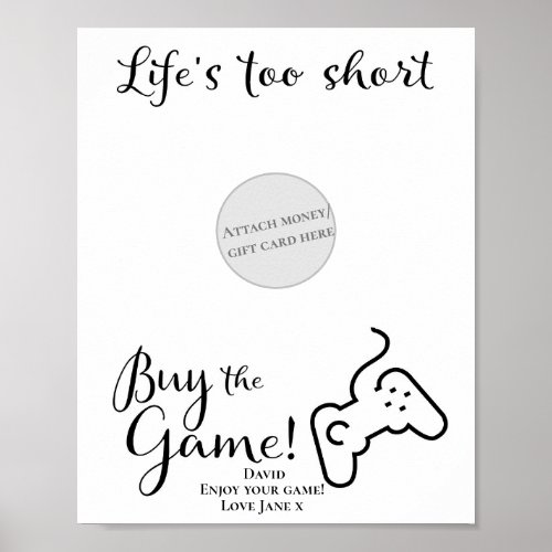 Gamer Money Gift Card Holder Poster