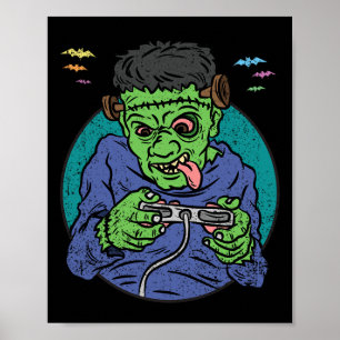 Gamer Monster Halloween Costume Gaming Video-game Poster