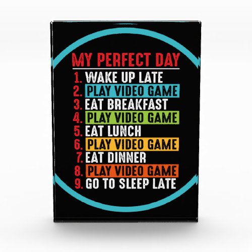 Gamer My Perfect Day Play Video Games     Photo Block